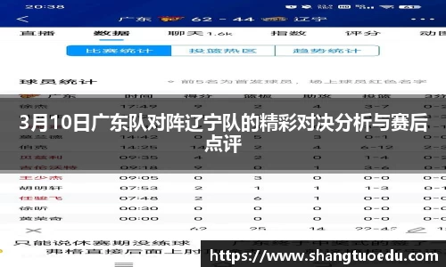 3月10日广东队对阵辽宁队的精彩对决分析与赛后点评